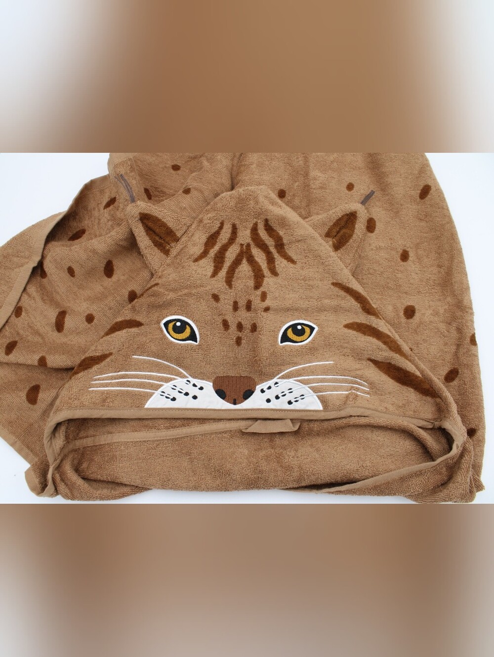 IKEA SKOGSDUVA Lynx Hooded Towel Brown NWOT